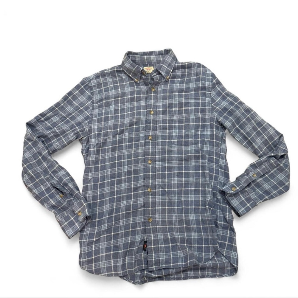 Men's Blue Plaid Shirt button up faherty brand